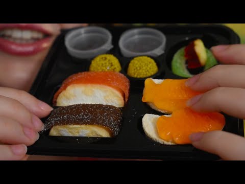 ASMR Eating | Gummy Sushi Meal 🍣 | Up-Close Mouth Sounds, Chewing Sounds, Whispering