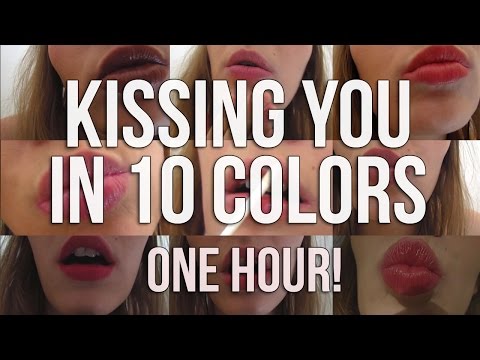 [BINAURAL ASMR] Kissing You in 10 COLORS! | One Hour of Kisses | Lipstick Application