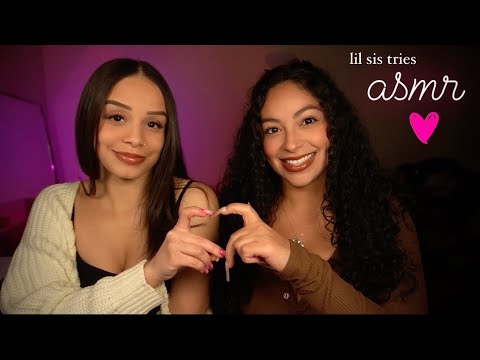 ASMR | Lil Sister Trying ASMR for the First Time 💛 + mini Q&A✨Tapping , Mouth Sounds, Hand Sounds