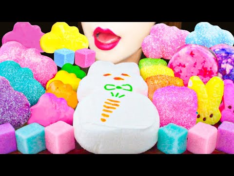 【ASMR】CRUNCHY CLOUD MARSHMALLOW,GIANT BUNNY MARSHMALLOW,CANDIED MARSHMALLOW MUKBANG 먹방 EATING SOUNDS