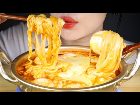 ASMR Celebrating Soupy Fire Noodles Re-release in Korea | Part 3 | Cheesy Soft Boiled Eggs Mukbang