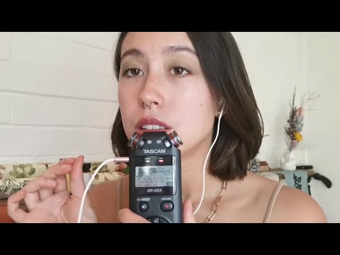 asmr mouth sounds, inaudible whispering, gum chewing on tascam mic