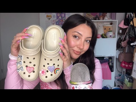 ASMR crocs haul ❤️ ~shoe tapping, scratching + decorating with jibbitz~ | Whispered