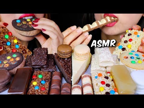 ASMR CHOCOLATE CHEESECAKE, M&M's ICE CREAM, RICE KRISPIES, OREO, KINDER, JELLY 먹방 | Kim&Liz ASMR