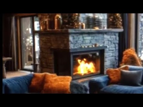 ASMR no talk -roaring crackling fire sounds (cozy)  to relax while watching the  snow fall.