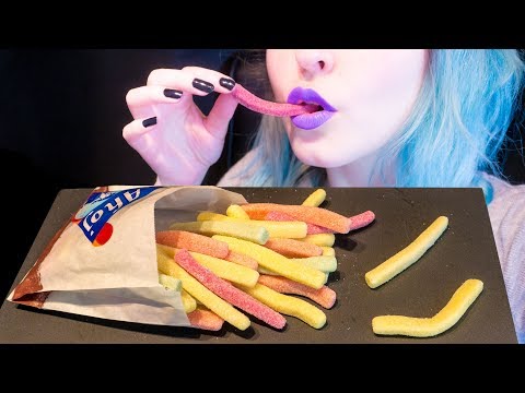 ASMR: Fluffy & Colorful Candy Fries | Sweet & Sour Candy ~ Relaxing Eating Sounds [No Talking|V] 😻