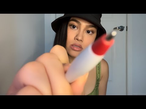 ASMR: Inaudible Whisper While Drawing / Tracing on Your Face | Gum Chewing | Mouth Sounds 😴💤