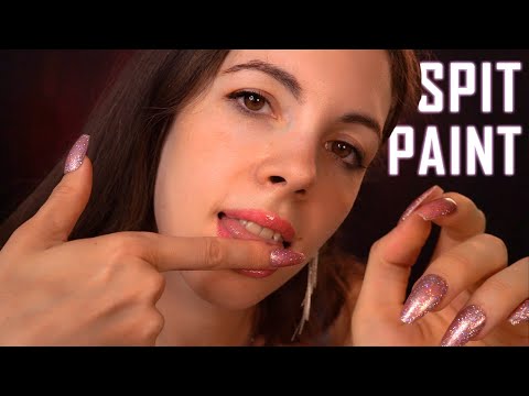 ASMR Slow Spit Painting (Mouth Sounds, Breathy, Nibbling)