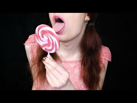 ASMR | Licking Giant Strawberry Lollipop | Swirl Pop Candy (No Talking) | Eating Sounds