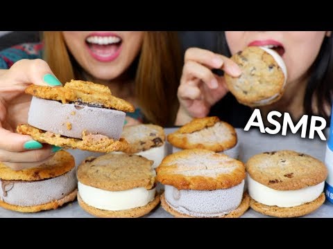 ASMR EATING ICE CREAM COOKIE SANDWICHES (SOFT EATING SOUNDS) | Kim&Liz ASMR