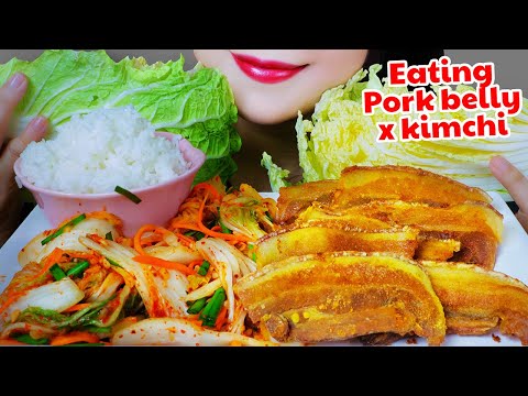 ASMR COOKING DEEP FRIED PORK BELLY X SPICY KIMCHI AND RICE EATING SOUNDS | LINH-ASMR
