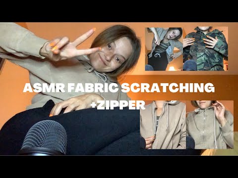 ASMR fabric scratching + zipper sounds