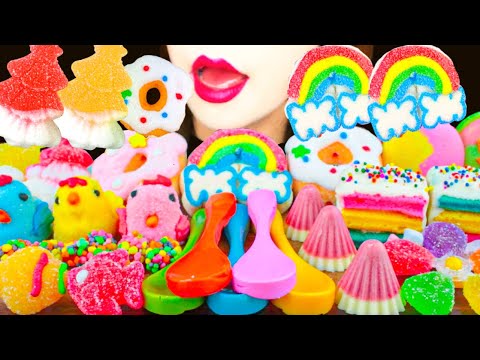 【ASMR】COLORFUL CUTE CANDY PARTY💗 MUKBANG 먹방 食べる音 EATING SOUNDS NO TALKING