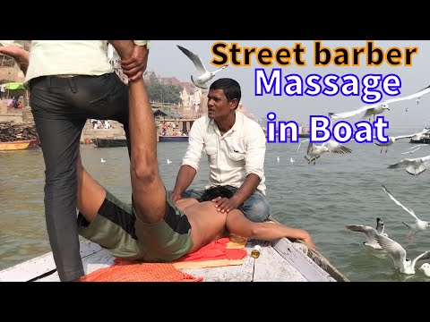 Indian Street Barber Four Hand Body Massage in Boat Ep-13