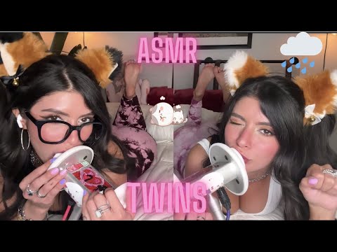 🌧 🐱  ASMR TWIN CATS in YOGA PANTS | FAST mouth sounds | SOUNDS like RAIN 🌧 ☔️  ♥️