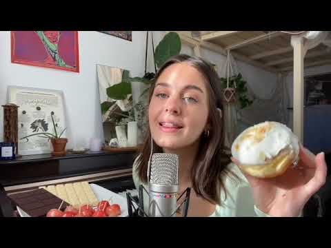 ASMR eating candied strawberries, doughnuts & chocolate (mukbang)