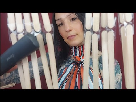 ASMR the wooden hairdresser visit with long wooden nails. Very nice sounds.