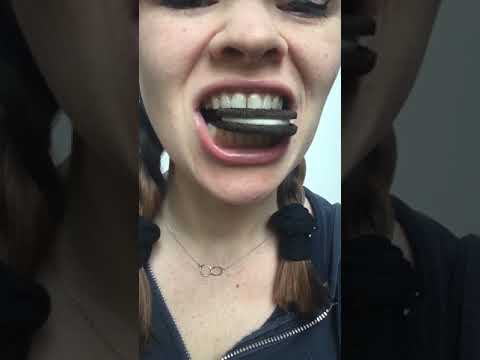 ASMR OREO c00kie crunching time. Vegan snacking cookie crunch satisfying mouth sounds