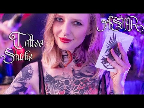 ASMR Relaxing Tattoo Shop - Giving you Neck Tattoo! Roleplay | Paper, Drawing, Buzzing Sounds