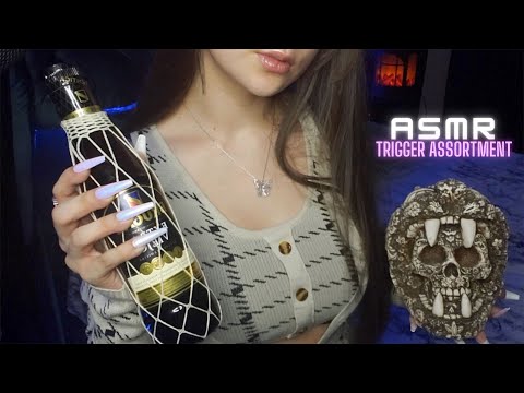 ASMR Whispered Fast And Aggressive Triggers Glass Tapping, Scratching With Long Nails For Relaxation