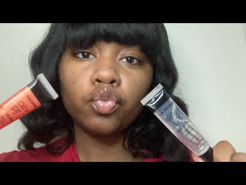 ASMR Lipgloss Application (sticky and wet mouth + tapping)