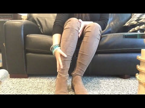 ASMR suede high knee boots scratching and rubbing