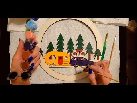 ASMR | Painting a Camping-Themed Wall Decoration (Whisper)