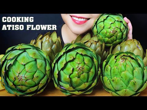 ASMR COOKING EATING ATISO FLOWER DIP IN SUGAR AND BUTTER EATING SOUNDS LINH ASMR