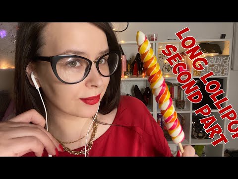 ASMR part 2 long lollipop +red lipstick +mouth sounds