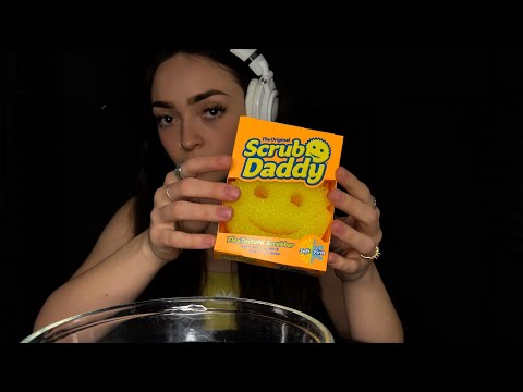 Scrub Daddy Sponge ASMR with Tapping, Scratching, Squeezing, Water Sounds, and Soft Talking