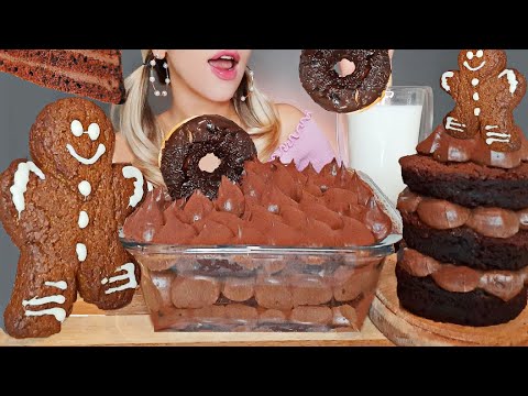 ASMR MOIST CHOCOLATE CAKE, Truffle Cake, Donut MUKBANG (Eating Sounds) 먹방