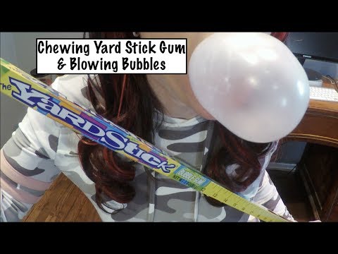 ASMR Gum Chewing & Bubble Blowing. Yard Stick Gum.  Whispered