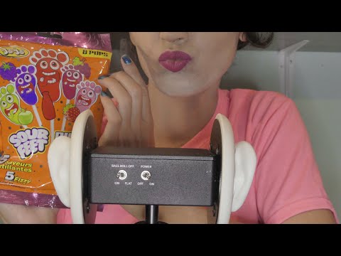 ASMR EATING A LOLLIPOP (3DIO BINAURAL) Eating Candy 🍬  Tapping, Whispering 💜