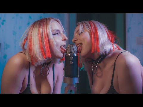 [4K] ASMR Twins Ear Licking & Eating Sounds (with Elsa)