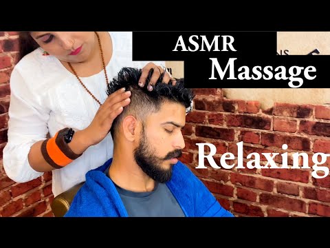 ASMR Head & Face Massage In Indian Barbershop By Female Barber Preeti