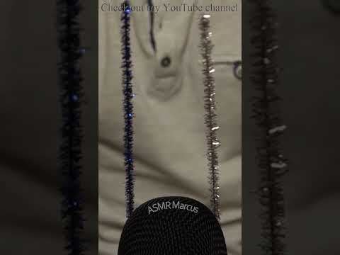 ASMR Slowly Brushing 2 Glittery Plastic Pipe Cleaners Over Microphone #short