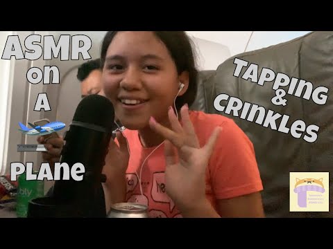 ASMR On An Airplane | White Noise Tapping & Crinkles