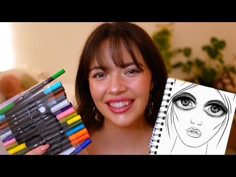 ASMR Sketching and Coloring You (makeup, posing, personal attention)