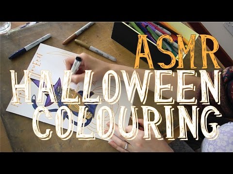 ASMR Halloween Colouring with Pens and Markers | No Talk | LITTLE WATERMELON