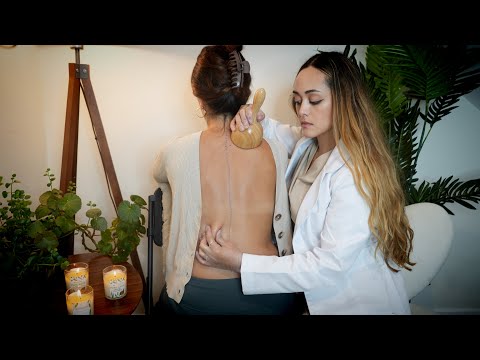 50 MIN ASMR Back Exam: Skin, Spine Assessment, Tracing, Massage | Skin Pulling Soft Spoken Roleplay