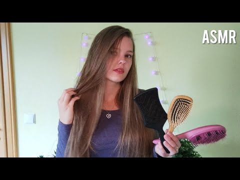 ASMR Relaxing Long Wet Hair Brushing with 3 different Hairbrushes