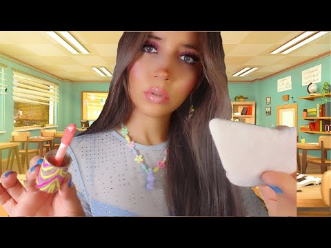 ASMR GIRL WHO IS OBSESSED WITH YOU DOES YOUR MAKEUP IN CLASS