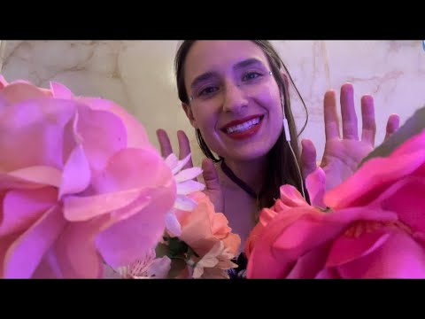 #ASMR pink and red fake flower crinkling with some whispering 🌸💕🌺💖