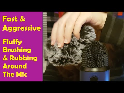 ASMR Fast & Aggressive Fluffy Brushing & Rubbing Around The Mic - No Cover (No Talking After Intro)