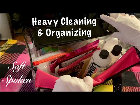 ASMR Cleaning & organizing heavy plastic bag with Latex gloves (Soft Spoken) Rummaging/Sorting