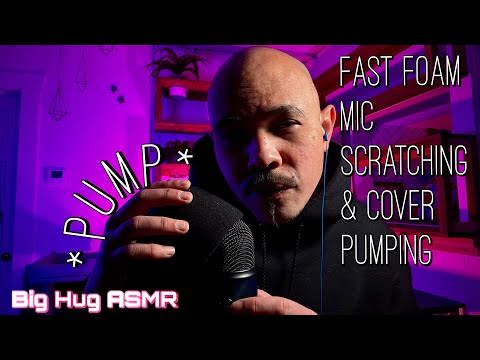 ASMR Fast and aggressive foam cover pumping + brushing, mouth sounds and breathy whispers