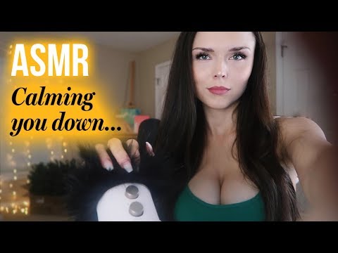 ASMR // Calming you down (Whispering, mic scratching, hand movements, slow breathing, pep talk)