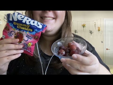 ASMR Eating with Mouth Sounds | Frozen Grapes and Nerds Gummy Clusters | No Talking