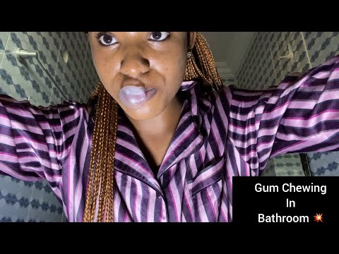 ASMR GUM CHEWING in Bathroom! Blowing and Popping Gum Bubbles