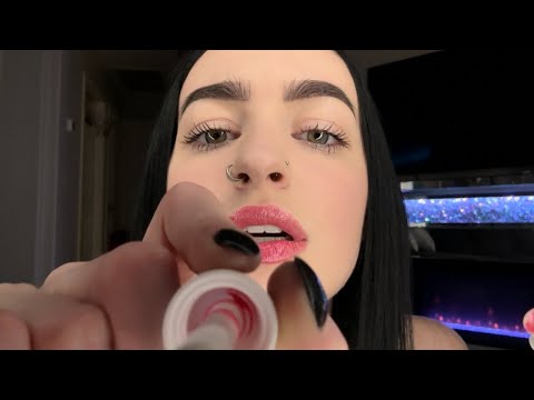 [ASMR] Applying Lip Gloss On Me & You + Gum Chewing